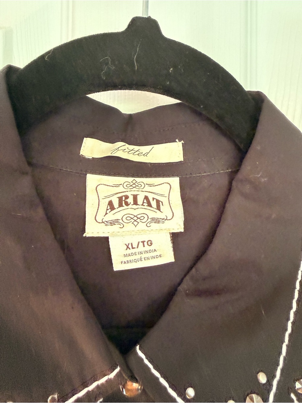 Ariat Fitted Black Western Shirt with White Piping my